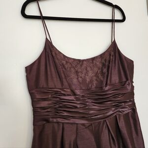 Vintage 90s Chocolate Brown Formal Embroidered A-Line Dress Y2K Fairy Homecoming